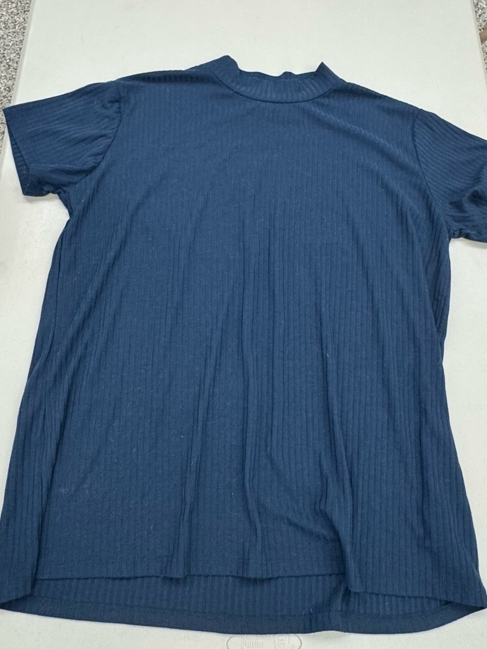 LuLaRoe Women's Mock neck Navy Blue Ribbed Short-Sleeve Top